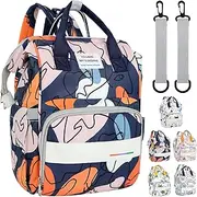 LEcylankEr Multifunction Baby Backpack Large Capacity Oxford Cloth Diaper Bag with Insulated Pockets Changing Bag, Black - Colorful, L