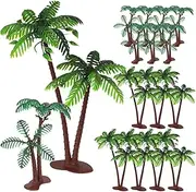 ULTECHNOVO Mini Coconut Tree Cake Toppers - 16 Pcs Green Palm Tree Scenery Model for Cake Decorations Building Landscape