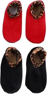 [TEMPNAP] 2Pairs Leopard Print Warm Floor Socks for Women Thickened Fuzzy Non Slip Winter Stockings Cozy Adult Socks Comfortable Stylish Design