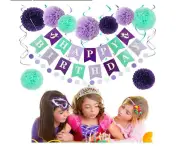 Happy Birthday Banner Kit - Happy Birthday Decorations -Birthday Party Decorations - Birthday Banners Multicolored Set,Purple