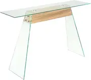 Console Table MDF and Glass 120x30x76 cm Oak Colour, Tempered Glass Top, Modern Entryway Table with Oak-Look Finish, Stylish Home Decor for Living Room, Hallway, or Dining Room