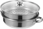 COLLBATH Stainless Steel Double-layer Steamer Pot with Handle Design for Food Steaming Kitchen Cookware Easy to Clean and Use Compatible with Rice Cookers and More