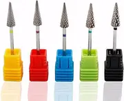 Yakamoz 5PCS Tapered Nib Nail Drill Bits Set for Nail Art, Professional 3/32″ Carbide Tungsten Safety Electric Nail File Compatible with Nail Drill Machine, Manicure & Pedicure (XC, C, M, XF, F)