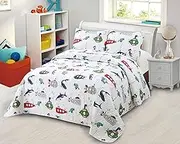 Kids Zone Collection Ocean Submarine Kids/Teens Bedding Set White Quilted Coverlet with Sea Life Pattern Twin New # Submarine