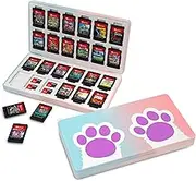 NANANINO Switch Games Case Holder, Switch Game Card Box Storage, Cute Switch Games Card Case with Magnetic Design for 24 Switch Game Cards and 24 Micro SD Cards - PinkBlue