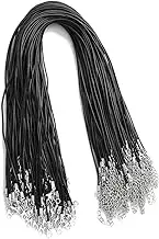 100Pcs Waxed Necklace Cord, Bulk with Clasp Necklace Rope String Black Leather Braided String Cord,for Necklace Bracelet Jewelry Making Accessories, DIY Bracelet Pendant