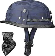 Retro Half Shell Helmet Personalized Retro Motorcycle Half Helmet Suitable for Adult Men Ladies Motorbike Cruiser Scooter Helmet DOT/ECE Certified Half Shell Open Helmet
