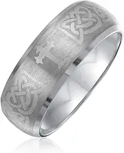 [Bling Jewelry] Personalized Unisex Religious Padre Nuestro Lords Pray Cross Fidget Spinner Ring Band For Men Women Teens Black Silver Tone Stainless Steel