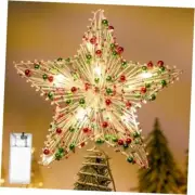Christmas Star Tree Topper 8.3" Red Green Berries Decor 3D Star Red and Green