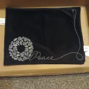 ST NICHOLAS SQUARE Black & Silver Peace Wreath Christmas Placemats Set Of 4