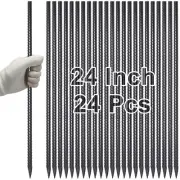 Heavy Duty Steel Rebar Stakes 24" 24pcs for Garden and Camping