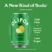 OLIPOP Prebiotic Soda, Lemon Lime, 12 fl oz