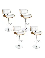 [Artiss] Gas Lift Leather Bar Stools in White
