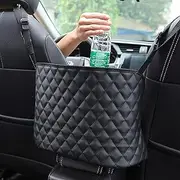 ANLEM Car Purse Holder - Durable Leather Seat Back Organizer, Front Seat Storage Barrier, Pet & Kids Driver Storage Netting Pouch