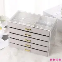 在飛比找Yahoo!奇摩拍賣優惠-金屬絨布收納盒 防塵多層首飾盒 珠寶箱 旅行飾品盒 透明多抽