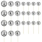 24Pcs Disco Ball Cupcake Toppers Cake Topper Disco Ball Cake Picks Theme2257