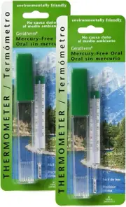 Mercury Free Oral Glass Thermometer, Pack of 2