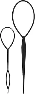 EZONEDEAL Pack of 2 Ponytail Braid Tool Plastic Hooks Hair Styler Maker Clip Tool Styling Simple Diy Hairstyle Accessories Hair Pull Needle Flat Braid Ponytail Black