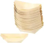YUNXIASW Finger Food Bowls, Pack of 50 Edible Bowls, Bamboo Bowls, degradable Palm Leaf Bowls, Boat Snack Bowls, Disposable Wooden Boats, Ideal for Finger Food, Snacks, barbecues, Salads (14 x 8 cm)