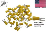 50x #10 Yellow Spade Terminal 12-10 AWG Wire Electrical Connector Fork Crimp FS