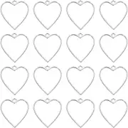 uxcell 32 Pcs Open Bezel, Heart Resin Bezels Pendants Open Back Bezels Metal Hollow Frame Charm for DIY Resin Crafts Earrings Jewelry Making, Silver