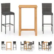 Garden Bar Set Bistro Set Table 3/5 Piece with Cushions Black/Grey vidaXL