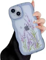 Ownest Compatible with Clear iPhone 13 Case Cute Curly Wave Bumper Flowers Patte