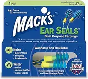 Mack's Ear Seals Dual Purpose Earplugs (Pack of 1 Pair)