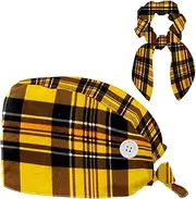 [YTYVAGT] Scrub Caps Women,Scrub Hats Suitable for Women,Christmas Plaid Yellow Vintage