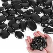 Black Pebbles for Indoor Plants 2.5 LB Small River Rocks (40oz), black