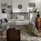Ashmont Queen Patchwork Quilt. VHC Brands. Brown, Cream, Gray, Tan, Blue