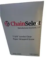 Chain Select 7-3/4" Jumbo Clear Paper Wrapped Straws