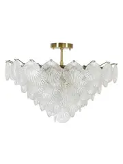 Adele 13 Light Pendant or Close-To-Ceiling Fitting in Antique Brass with Clear Glass
