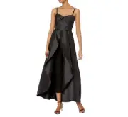 NWT Adrianna Papell Walk Through Mikado Crepe Jumpsuit Black Tie Formal Size 16