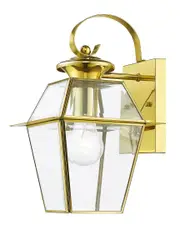 Livex Lighting 1-Light Polished Brass Outdoor Wall Lantern