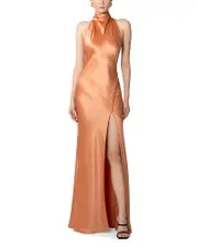 Sau Lee Penelope Satin Halter Neck Gown
