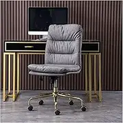 Office Chair High-Back Office PC Desk Chair Without Armrest, Adjustable Hight Swivel Desk Chair PU Leather Soft Executive Swivel Office Chair with Metal Base Game Chair (Color : F)