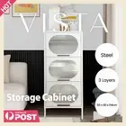 Vista 3 Tier Side Table Cabinet Storage Organizer Shelves Steel Sideboard Shelf