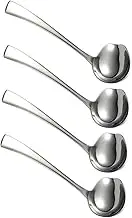 FELTECHELECTR 4pcs Mirror Polished Stainless Steel Sauce Spoons Deep Serving Spoon Set Small Serving Utensils Silverware for Soup Pasta