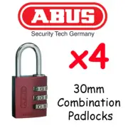 ABUS Combination Padlocks - Resettable 30mm x4 BULK LOT High quality - RED
