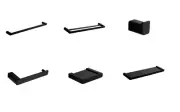Elegant Accessory Towel Rail Robe Hook Toilet Roll Holder Soap Dish Shelf Black