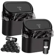 Car Trash Can Bin with Lid and 150pcs Trash Bags 2pack Small Car Garbage Can