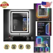 Shatter-Proof 24x32" LED Bathroom Mirror - Multi-Light Modes & Memory Feature