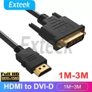 HDMI to DVI Cable Male DVI-D for LCD Monitor Computer Projector DVD Cord Lead AU