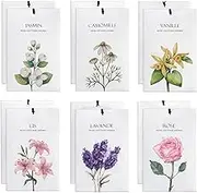 Anyangjia Sachets for Drawers and Closets, 12Pcs Closet Scent Freshener with 6 Scents Rose Lily Jasmine Chamomile Vanilla Lavender Sachet Bags (6 Scent 1)