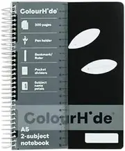 ColourHide A5 300 2-Subject Page Notebook, Black 1717302J