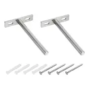 2Pcs 5 Inch Wall Mounting Floating Shelf Bracket Blind Shelf Support, Silver