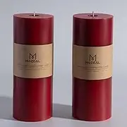 MOZEAL 4" x 10" Extra-Large Dark Red Pillar Candles (Set of 2), Unscented,Dripless, Smokeless,Long Clean-Burning,These Tall 10 inch Large Red Pillar Candles Perfect for Weddings and Christmas Decor