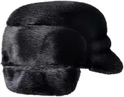 [keusyoi] Winter Male Fur Bomber Hats Man Caps Black Brown Motorcycle Russian Dad Warm Trapper Hats, 1, 58 CM