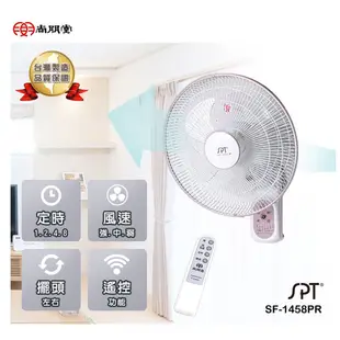 SPT 尚朋堂 14吋 3段速微電腦遙控擺頭壁扇 風扇 吊扇 SF-1458PR